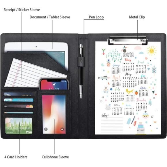 WAVEYU Business Portfolio Folder for Men Women, Padfolio Cover - Picture 2 of 7